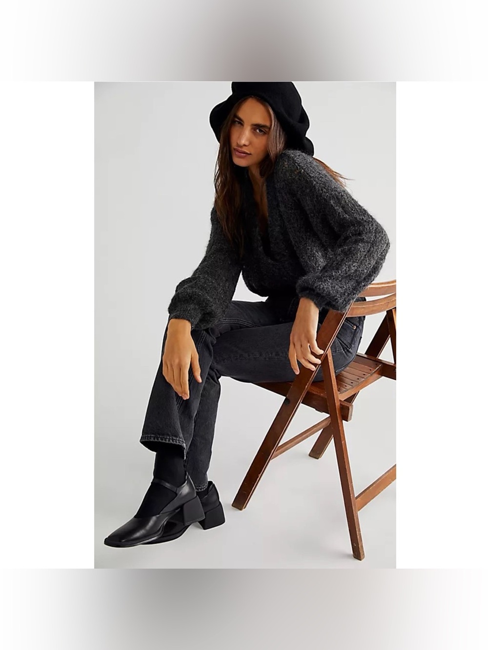 Free People Women’s Denim Cotton Girlfriend Jeans in Charcoal (27)